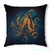 【hot】❦ Deep-sea Squid Cushion Cover case Sofa Car Decorate Polyester 45x45cm Nap Pillowsham Baby Kids