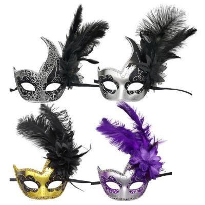 Carnival Face Cover With Feathers Carnivals Half Face Cover Mardi Gras Outfit Accessories Party Supplies applied