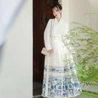 Hanfu แขนเครื่องบินกรโปรงลายม้าปักสไตล์จีนสำหรับผู้หญิงราชวงศ์หมิงดั้งเดิมเครื่องแต่งกายโบราณ