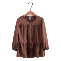 【มีไซส์ใหญ่】Plus Size Womens XL-4XL 3/4 Sleeve Summer Shirts Oversized Button Up Female Tops Ladies Office-wear White Purple Blusas