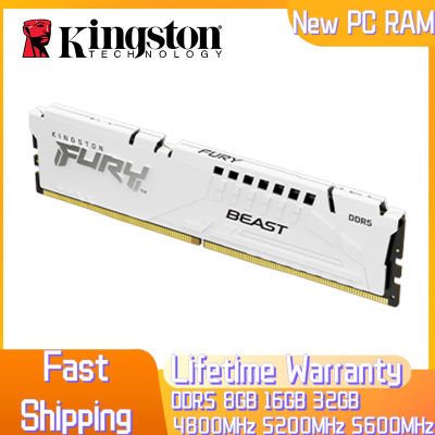Kingston FURY BEAST DDR5 RAM 8GB 16GB 32GB 4800MHz 5200MHz 5600MHz เกมส์ PC เดสก์ท็อป288PIN หน่วยความจำ1.1V DIMM