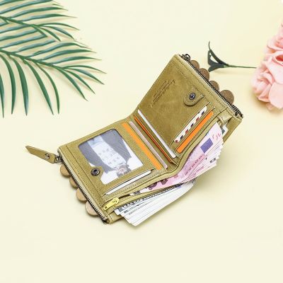 ZZOOI Contacts Genuine Leather Hot Short Wallet Women 2022 Female Fashion Purse Mini Rfid Card Holder Money Coin Ladies Small Wallets