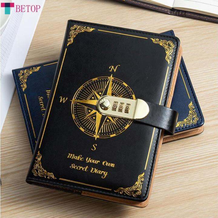 BETOP Password Notes Diary Book with Lock Simple Art Retro Girls