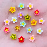 100Pcs New 6mm Kawaii Cute Mixed Flowers Flat Back Resin Cabochons Scrapbooking DIY Jewelry Craft Decoration Accessorie J57