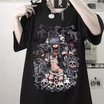 Black Gothic Tank Top Summer Goth Y2k Punk Cropped T-Shirts