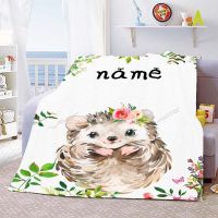 New Style Custom Blanket Custom Name Blanket Cartoon Hedgehog Elephant Fox Owl Flannel Throw Blanket Personalized Family Friends Gifts