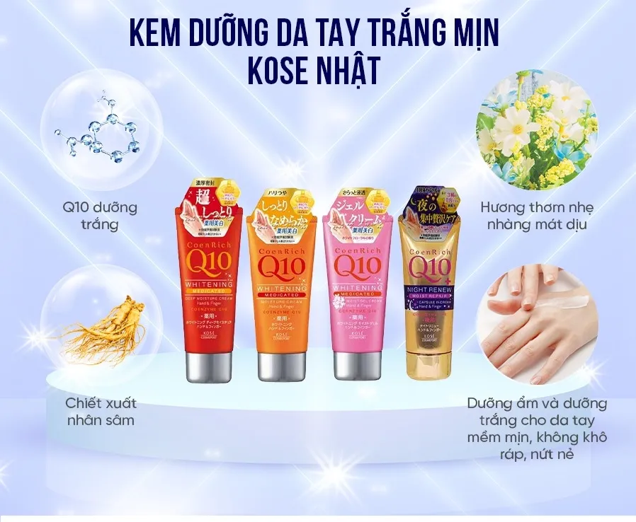 Kem dưỡng tay Kose Q10 80g (8 loại) (Trắng (nâng tông da)) | Lazada.vn