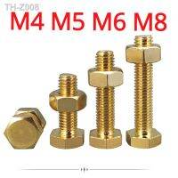 M4 M5 M6 M8 External Hex Brass Bolt Hexagon Screw And Nut Set Large Full Extension Machine Copper Screw Hardware Fasteners