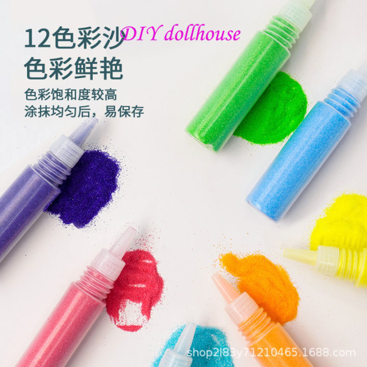 เด็กที่มีสีสันทรายจิตรกรรมชุดของเล่นแฮนด์เมดสร้างสรรค์แฮนด์เมด-diy-แฮนด์เมดเด็กปริศนาทรายจิตรกรรมของเล่นของขวัญ