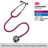 3M Littmann Classic III Stethoscope, 27 inch, #5862 (Raspberry Tube, Mirror-Finish Chestpiece, Stainless Stem &amp; Eartubes)