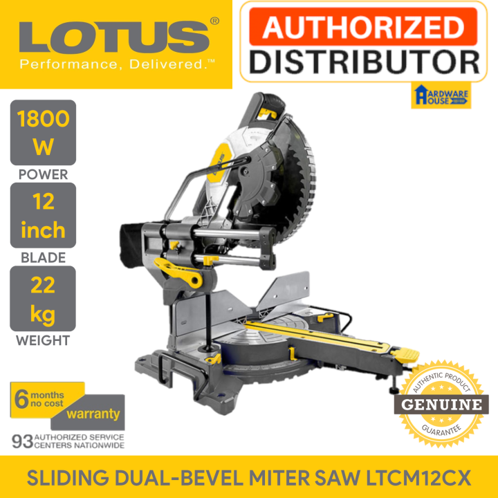 ORIGINAL LOTUS Sliding Miter Saw 12" Dual Bevel Compound 1800W Power