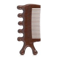 ▧☢ Body Meridian Massage Comb Sandalwood Five Wide Tooth Comb Acupuncture Therapy Blood Circulation Smooth Hair Whole Body Massage