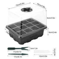 ถาดเพาะเมล็ดใหม่พร้อมฝาปิดเพิ่มความสูงชุดกล่องงอกพืชพร้อมโดมความชื้นถาดสำหรับเพาะเมล็ดพันธุ์เริ่มต้นพืชพร้อมฉลาก10ป้ายสำหรับพืชในเรือนกระจก5ชิ้น (ต่อถาดเซลล์12ชิ้น)