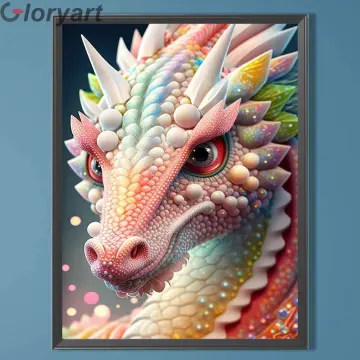 5D Diamond Painting Kit Dragon Statue Art Square Round Drills Wall Decor  Picture