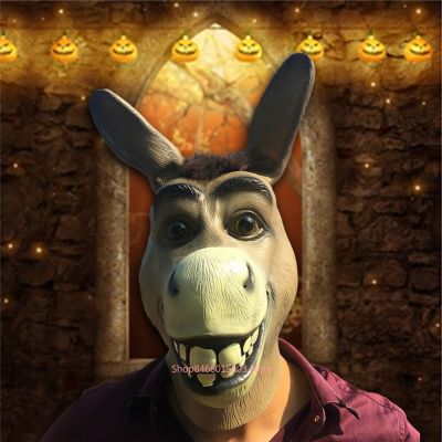AEOZAD Cabeça de burro e cavalo Látex คอสเพลย์ Máscara para Adulto Animal Fantasia Bola Vestir Assustador Humor Adereços do jardim Zoológico Festa Halloween