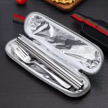 Travel Camping Cutlery Set, 8-Piece Portable Stainless Steel Reusable  Utensils with Case 
