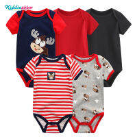 Kiddiezoom 5PCS เสื้อผ้าสัตว์ World ชุดเด็กเล็กที่เหมาะกับชายและหญิงทารก Onesies ทารก Bodysuits เสื้อรอมเปอร์ทารก One ชิ้น100% Cotton 0-12เดือน