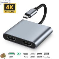 PHILLIPOHN 4 in 1 USB 3.0 4K 60Hz แท่นวาง ฮับ USB C ขยายจอ Type-C เป็น HDMI คู่