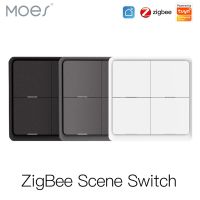 4 Gang Tuya Zigbee ไร้สาย12ฉากสวิตช์ควบคุมปุ่มกดแบตเตอรี่ขับเคลื่อนสถานการณ์อัตโนมัติสำหรับอุปกรณ์ Tuya