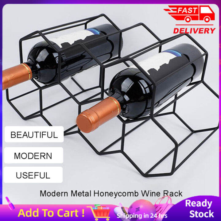 Modern Metal Wine Rack Wine Bottle Storage Beehive Tabletop