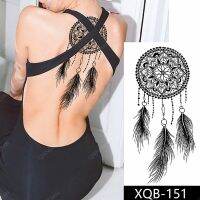 1pc Women Waterproof Temporary Tattoos Fake Stickers Back Art Sexy Feather Washable Round