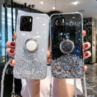 Casinglee เคสสำหรับ VIVO Y15S 2021,เคสนิ่มแวววาวฝาหลังตั้งได้ใสพร้อมสายเคสโทรศัพท์ Hp สำหรับ VIVO Y15A Y15S