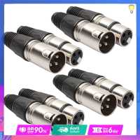 8pcs Microphone Plug 4 Male 4 Female 3Pin Audio Microphone Connector Zinc Alloy Socket Panel Mount Chassis for Mixer Amplifier