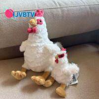 IJVBTV เบสซี่เจี๊ยบ ตุ๊กตาไก่จำลองสีขาว แอนิเมชั่นไก่ ไก่รูนีย์ ของเล่นตุ๊กตาไก่สีขาว โมเดลของเล่นจำลอง การจำลองแบบจำลอง ตกแต่งบ้านห้อง