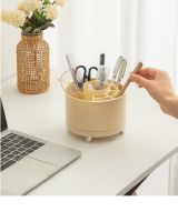 Lipstick Holder Cosmetic Bin Makeup Accessory Caddy Brush Canister Makeup Storage Box Rotating Brush Bucket