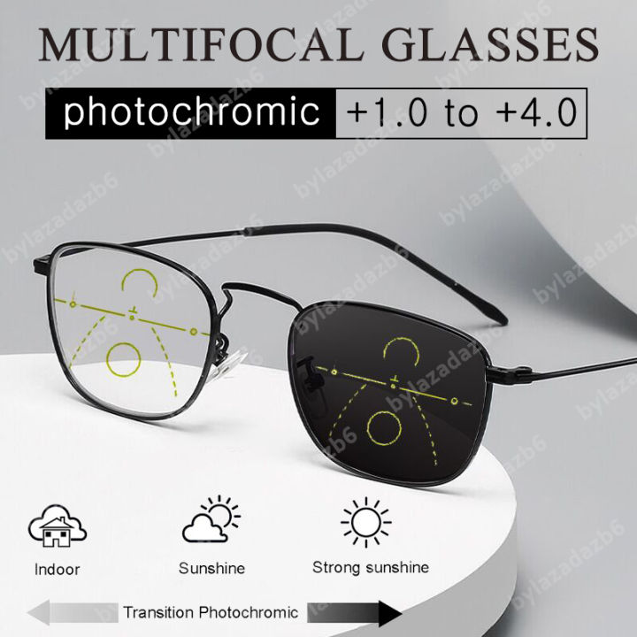 3 In 1 Photochromic Bifocal Reading Glasses Men Progressive Multifocal Presbyopic Glasses Women