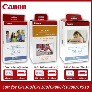2-Pack Compatible Selphy CP1300 Ink and Paper Replace for Canon CP1500  CP1300 CP1200 CP1000 CP910, CP900, CP800 Photo Printer Paper Glossy,  KP-108IN