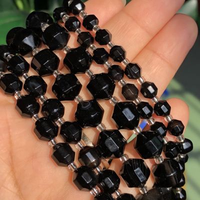 Natural Stone Faceted Black Agates Beads Round Loose Spacer Beads For Jewelry Making Diy Bracelet Necklace Accessories 6810M M