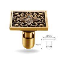 ✸♛❁ European-style garden carved bronze floor drainsquare deodorization Anti-insect overflow brass floor drainJ14264