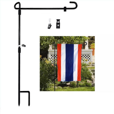 GREGORY-ขาตั้งธงสวน เสาธงสวนโลหะ ที่ยึดกับคลิปหนีบธงสวนสำหรับตกแต่งลานธง（1pcs）Garden Flag Pole Garden Flag Stand Outdoor Decorative Yard Flag