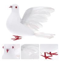 【DT】 hot  Artificial Simulation Bird Miniature Pigeon Figurine White Bird Figure Bird Prop Miniature Landscape Decoration White