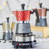 KAMPING ชุดเเตาไฟฟ้า + มอคค่าพอท เหลี่ยมเพชร สไตล์อิตาลี moka pot 3cup