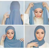 【YF】 Muslim Women Chiffon Hijab With Cap Bonnet Instant Shawl Head Scarf Under Caps Cover Headwrap