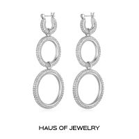 Haus of Jewelry - Luv AJ TRIPLE PAVE HOOPS ต่างหูห่วงประดับเพชรคิวบิกเซอร์โคเนีย (Cubic Zirconia)