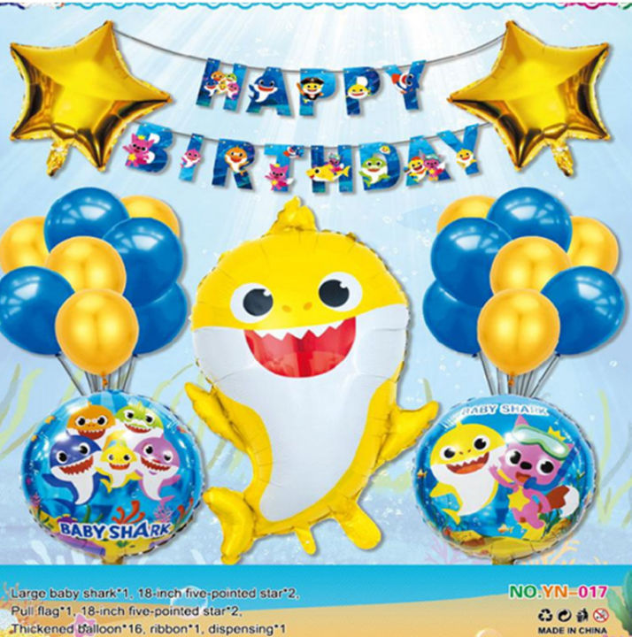 Fast shipping Baby Shark Theme Birthday Banner Balloon Party Supplies ...