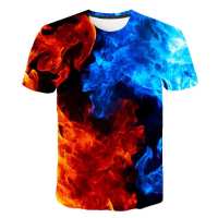 Mens Fashion Summer Graphic T-shirt Short Sleeve Flame 3D Printed Top T-Shirt Male Cool Basketball Tee