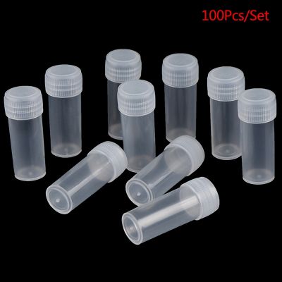【CW】✘❀❏  100pcs 5ml Plastic Test Tubes Vials Sample Screw Cap Bottles Office School Chemistry Supplies