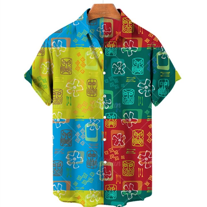 เสื้อฮาวายสำหรับผู้ชายแฟชั่น5xl-ผู้ชายเสื้อกระดุมแถวเดียวเสื้อลายพิมพ์3มิติดอกไม้ทรงเรขาคณิตเม็ดมะม่วงหิมพานต์