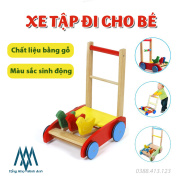 Xe tập đi cho trẻ - Xe đẩy bằng gỗ tập đi - Thiết kế khoa học