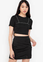 HOT”พื้นฐาน Zalora-เสื้อครอปท่อสะท้อนแสง (Clearance Sale)