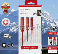 PB Swiss Tools ไขควงชุดกันไฟ หัว Torx แกน SLIM *รุ่น Premium PB 5549 SL CBB เบอร์ T10/T15/T20 (3 ตัว/ชุด)