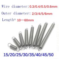 10Pcs 304 Stainless Steel Dual Hook Small Tension Spring Hardware Accessories Wire Dia 0.3/0.4/0.5/0.6mm Length 10-60mm-SOPO STORE