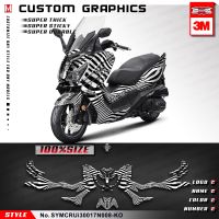 ✻✚ KUNGFU GRAPHICS Black and White Sticker Kit Vinyl Decals for SYM Cruisym 300 2017 2018 2019 2020 2021 Customizable