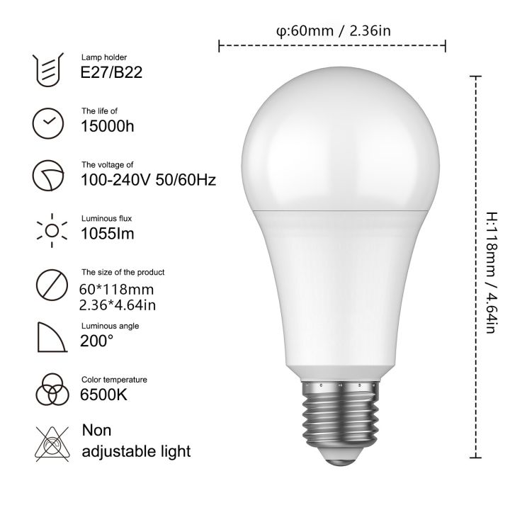 หลอดไฟ-led-10แพ็ค12w-เทียบเท่า85w-หลอดไฟ-led-110-240v-6500k-daylight-white-lamp-สำหรับบ้าน