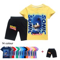 Sonic The Hedgehog เสื้อยืดกางเกงขาสั้นชุดสำหรับเด็กชายหญิงแขนสั้น Casual การ์ตูนกางเกงขาสั้นพิมพ์ผ้าฝ้าย TShirt แฟชั่นน่ารัก304