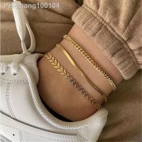 【CW】♝❇♣  LETAPI 3 pcs/set Gold Color Snake Chain Anklets for Beach Foot Jewelry Leg Anklet Accessories